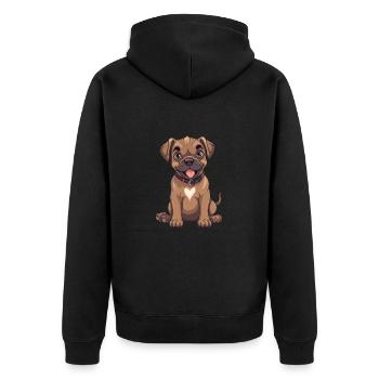Perro De Presa Canario Hund Cartoon Kawaii Clipart - Unisex Premium Bio Zip Hoodie - Schwarz - Hinten - Nico (187cm)