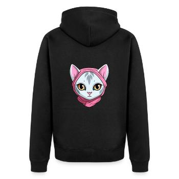 Arabian Mau Cat Cute Happy Kawaii Cartoon Clipart - Unisex Premium Organic Zip Hoodie - black - Back - Nico (187cm)