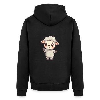 schaf niedlich glücklich kawaii cartoon clipart tier - Unisex Premium Bio Zip Hoodie - Schwarz - Hinten - Nico (187cm)