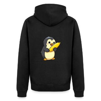 pinguin niedlich glücklich kawaii cartoon clipart tier - Unisex Premium Bio Zip Hoodie - Schwarz - Hinten - Nico (187cm)