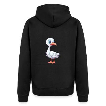 Storch Niedlich Glücklich Kawaii Cartoon Clipart Tier - Unisex Premium Bio Zip Hoodie - Schwarz - Hinten - Nico (187cm)