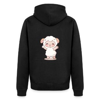 schaf niedlich glücklich kawaii cartoon clipart tier - Unisex Premium Bio Zip Hoodie - Schwarz - Hinten - Nico (187cm)