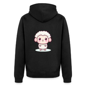 schaf niedlich glücklich kawaii cartoon clipart tier - Unisex Premium Bio Zip Hoodie - Schwarz - Hinten - Nico (187cm)