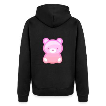 Bär Niedlich Glücklich Kawaii Cartoon Clipart Tier - Unisex Premium Bio Zip Hoodie - Schwarz - Hinten - Nico (187cm)