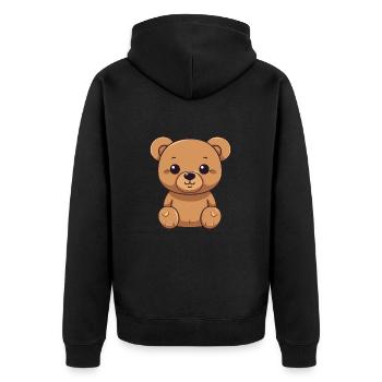 Teddy Bear Cute Happy Kawaii Cartoon Clipart Anima - Unisex Premium Organic Zip Hoodie - black - Back - Nico (187cm)