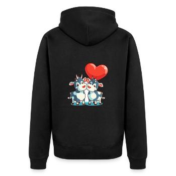 Vache Kawaii Dessin Animé Animal Jouant Avec Des Ballons - Veste à capuche bio Premium Unisexe - noir - Dos - Nico (187cm)