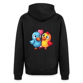 Vögel Kawaii Cartoon Haustier spielt mit Luftballons - Unisex Premium Bio Zip Hoodie - Schwarz - Hinten - Nico (187cm)