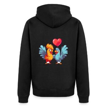 Hähne Kawaii Cartoon Haustier spielt mit Luftballons - Unisex Premium Bio Zip Hoodie - Schwarz - Hinten - Nico (187cm)
