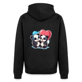 Panda Kawaii Cartoon Pet Playing With Balloons - Unisex Premium Organic Zip Hoodie - black - Back - Nico (187cm)