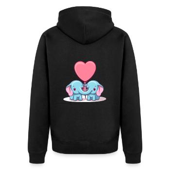 Elefanten Kawaii Cartoon Haustier spielt mit Luftballons - Unisex Premium Bio Zip Hoodie - Schwarz - Hinten - Nico (187cm)