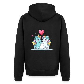 Licornes Kawaii Cartoon Pet Jouant Avec Des Ballons - Veste à capuche bio Premium Unisexe - noir - Dos - Nico (187cm)