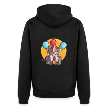 Esel Kawaii Cartoon Haustier spielt mit Luftballons - Unisex Premium Bio Zip Hoodie - Schwarz - Hinten - Nico (187cm)