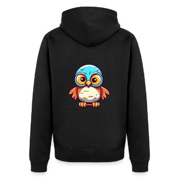 Lustige Eule Kawaii Cartoon Haustier spielt Skateboard - Unisex Premium Bio Zip Hoodie - Schwarz - Hinten - Nico (187cm)