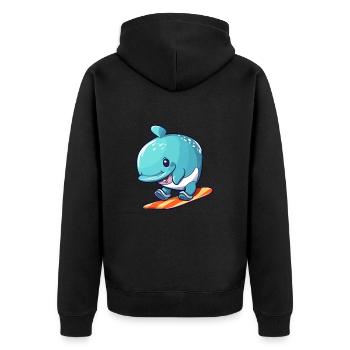 Drôle Baleine Kawaii Cartoon Pet Jouant Skateboard - Veste à capuche bio Premium Unisexe - noir - Dos - Nico (187cm)