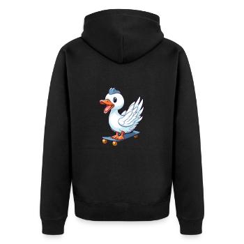 Funny Swan Kawaii Cartoon Pet Jouant Skateboard - Veste à capuche bio Premium Unisexe - noir - Dos - Nico (187cm)