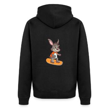Lustiger Esel Kawaii Cartoon Haustier spielt Skateboard - Unisex Premium Bio Zip Hoodie - Schwarz - Hinten - Nico (187cm)