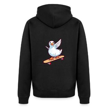 Drôle Dove Kawaii Cartoon Pet Jouant Skateboard - Veste à capuche bio Premium Unisexe - noir - Dos - Nico (187cm)