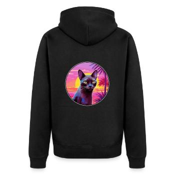 Burmaische Katze Rasse Aquarell Karikatur Kawaii Haustier - Unisex Premium Bio Zip Hoodie - Schwarz - Hinten - Nico (187cm)