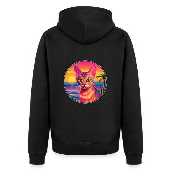 Abyssin Shorthair Chat Aquarelle Dessin Animé Kawaii - Veste à capuche bio Premium Unisexe - noir - Dos - Nico (187cm)