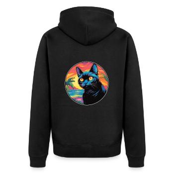 Bombay Cat Race Aquarelle Dessin animé Kawaii Pet - Veste à capuche bio Premium Unisexe - noir - Dos - Nico (187cm)