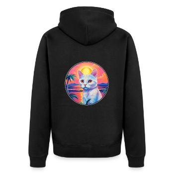 Burmilla Chat Race Aquarelle Dessin animé Kawaii Pet - Veste à capuche bio Premium Unisexe - noir - Dos - Nico (187cm)