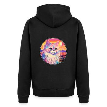 Colorpoint chat persan aquarelle dessin animé Kawaii - Veste à capuche bio Premium Unisexe - noir - Dos - Nico (187cm)