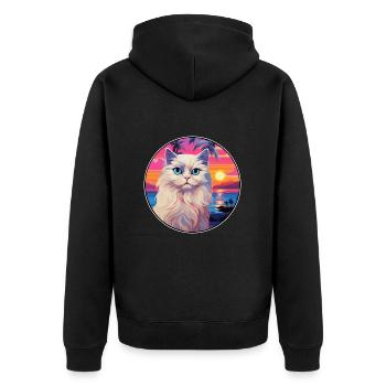 Race de chat Ragdoll aquarelle dessin animé Kawaii animal de compagnie - Veste à capuche bio Premium Unisexe - noir - Dos - Nico (187cm)