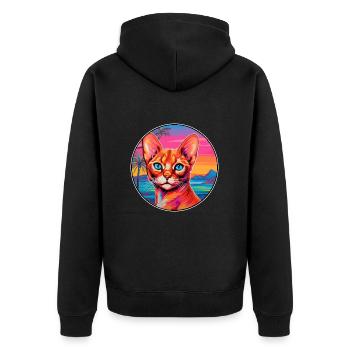 Red Devon Rex Cat Race Aquarelle Dessin Animé Kawaii - Veste à capuche bio Premium Unisexe - noir - Dos - Nico (187cm)