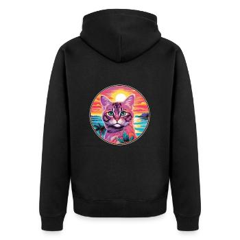 Race de chat javanais aquarelle dessin animé Kawaii animal de compagnie - Veste à capuche bio Premium Unisexe - noir - Dos - Nico (187cm)