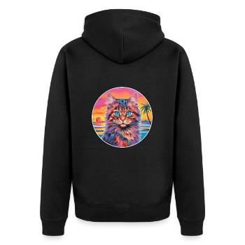 Laperm Chat Race Aquarelle Dessin animé Kawaii Pet - Veste à capuche bio Premium Unisexe - noir - Dos - Nico (187cm)