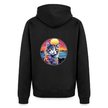 Ragamuffin Chat Race Aquarelle Dessin animé Kawaii Animal de compagnie - Veste à capuche bio Premium Unisexe - noir - Dos - Nico (187cm)