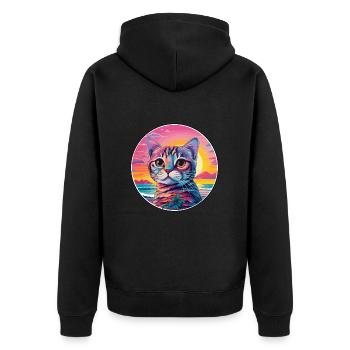 Singapura Chat Race Aquarelle Dessin animé Kawaii Pet - Veste à capuche bio Premium Unisexe - noir - Dos - Nico (187cm)