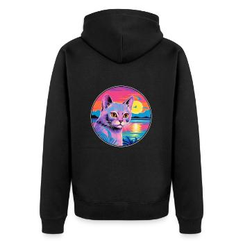 Korat Katzenrasse Aquarell Cartoon Kawaii Haustier - Unisex Premium Bio Zip Hoodie - Schwarz - Hinten - Nico (187cm)