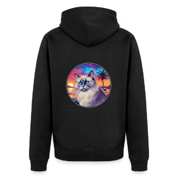 Race de chat Ragdoll aquarelle dessin animé Kawaii animal de compagnie - Veste à capuche bio Premium Unisexe - noir - Dos - Nico (187cm)