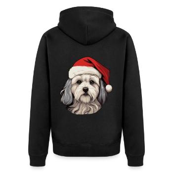 Maltese Dog Christmas Funny Xmas - Unisex Premium Organic Zip Hoodie - black - Back - Nico (187cm)