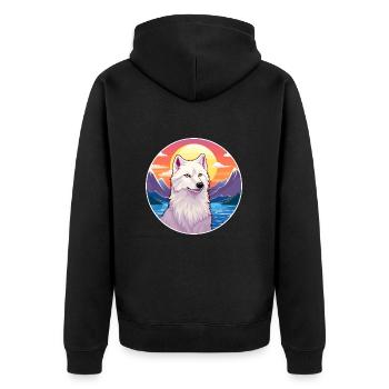 Loup arctique coloré aquarelle dessin animé kawaii animal de compagnie - Veste à capuche bio Premium Unisexe - noir - Dos - Nico (187cm)