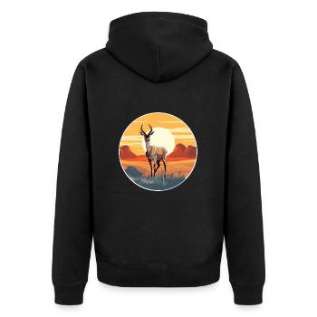 Antilope Buntes Aquarell Cartoon Kawaii Tier - Unisex Premium Bio Zip Hoodie - Schwarz - Hinten - Nico (187cm)