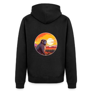 Babouin Aquarelle Colorée Dessin Animé Kawaii Animal - Veste à capuche bio Premium Unisexe - noir - Dos - Nico (187cm)