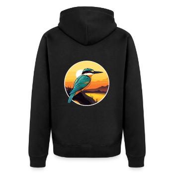 Bienenfresser Bunte Aquarell-Karikatur Kawaii Haustier - Unisex Premium Bio Zip Hoodie - Schwarz - Hinten - Nico (187cm)