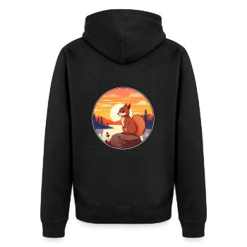 Squirrel Colorful Watercolor Cartoon Kawaii Animal - Unisex Premium Organic Zip Hoodie - black - Back - Nico (187cm)