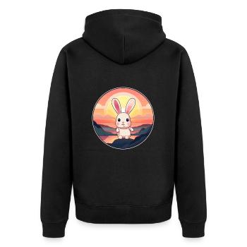 Hase buntes Aquarell Cartoon Kawaii Tier - Unisex Premium Bio Zip Hoodie - Schwarz - Hinten - Nico (187cm)