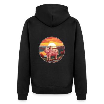 Boar Colorful Watercolor Cartoon Kawaii Animal - Unisex Premium Organic Zip Hoodie - black - Back - Nico (187cm)