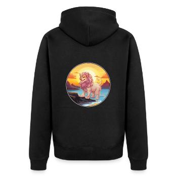 Chimera Colorful Watercolor Cartoon Kawaii Animal - Unisex Premium Organic Zip Hoodie - black - Back - Nico (187cm)