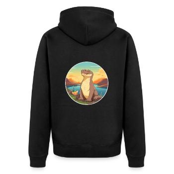 Komodo Dragon Aquarelle Colorée Dessin Animé Kawaii - Veste à capuche bio Premium Unisexe - noir - Dos - Nico (187cm)