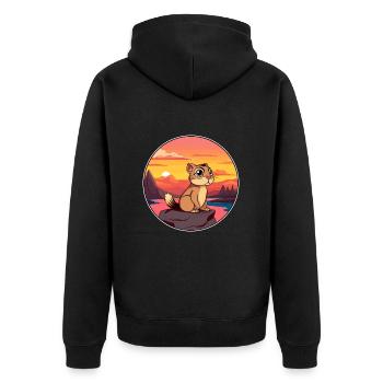 Chipmunk Colorful Watercolor Cartoon Kawaii Animal - Unisex Premium Organic Zip Hoodie - black - Back - Nico (187cm)