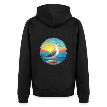 Mouette colorée aquarelle dessin animé kawaii Animal - Veste à capuche bio Premium Unisexe - noir - Dos - Nico (187cm)