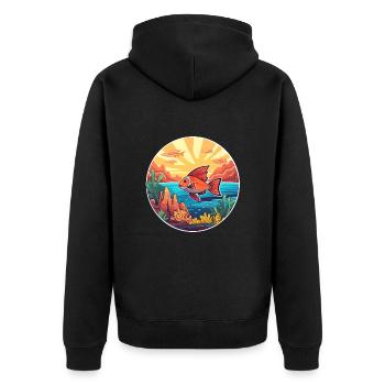Coral Reef Fish Colorful Watercolor Cartoon Kawaii - Unisex Premium Organic Zip Hoodie - black - Back - Nico (187cm)