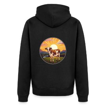 Vache Aquarelle Colorée Dessin Animé Kawaii Animal - Veste à capuche bio Premium Unisexe - noir - Dos - Nico (187cm)
