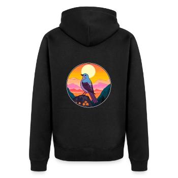 Cuckoo Colorful Watercolor Cartoon Kawaii Animal - Unisex Premium Organic Zip Hoodie - black - Back - Nico (187cm)
