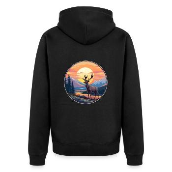 Wapiti Aquarelle Colorée Dessin Animé Kawaii Animal - Veste à capuche bio Premium Unisexe - noir - Dos - Nico (187cm)